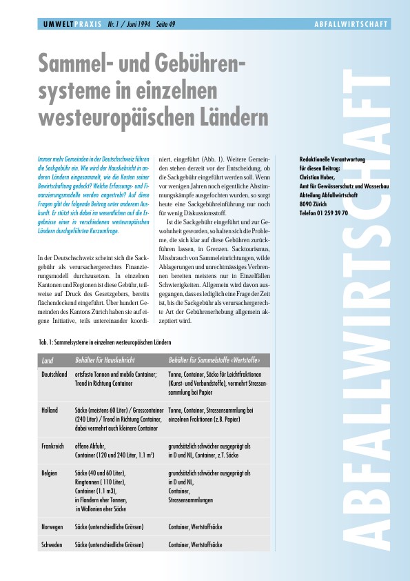 Sammel- und Gebührensysteme in einzelnen westeuropäischen Ländern