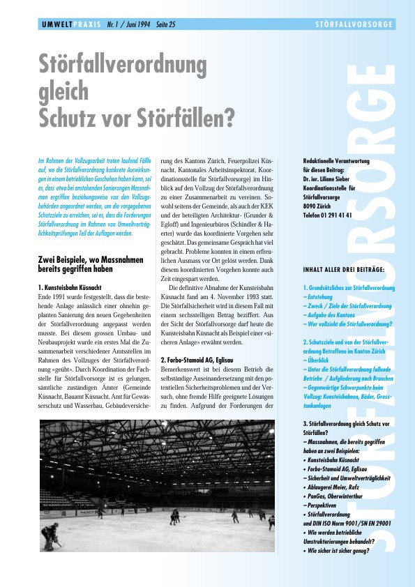 Störfallverordnung gleich Schutz vor Störfällen?