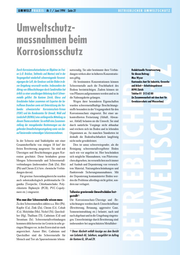 Umweltschutzmassnahmen beim Korrosionsschutz