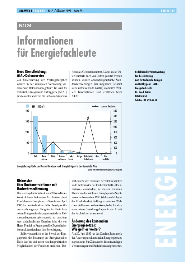 Zürcher Umweltpraxis 7: Informationen für Energiefachleute