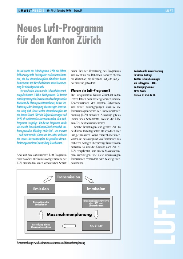 Neues Luft-Programm für den Kanton Zürich