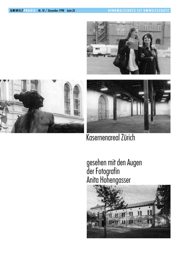 Zürcher Umweltpraxis 18: Kasernenareal Zürich gesehen mit den Augen der Fotografin Anita Hohengasser