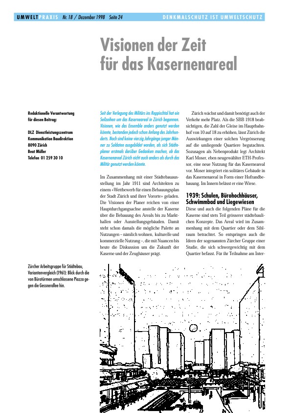 Zürcher Umweltpraxis 18: Visionen der Zeit für das Kasernenareal