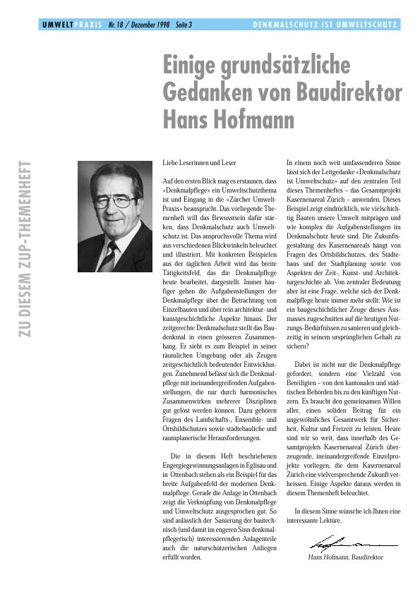 Einige grundsätzliche Gedanken von Baudirektor Hans Hofmann