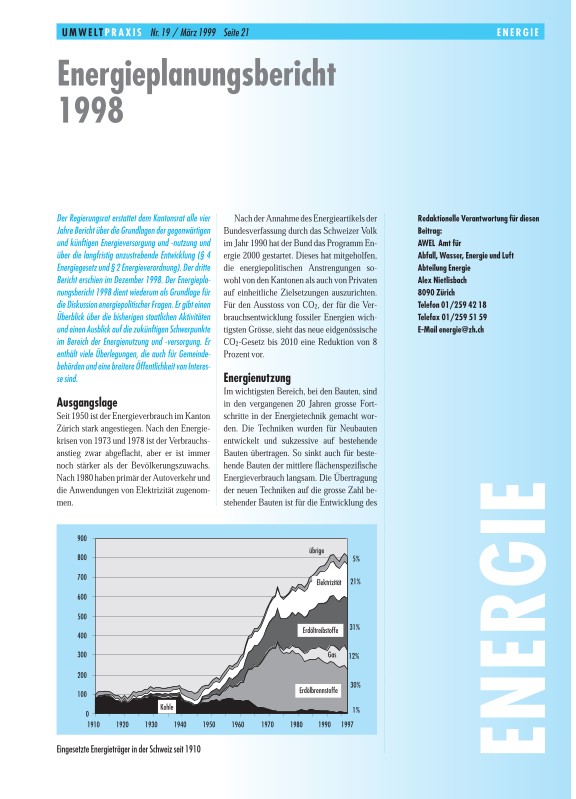 Energieplanungsbericht 1998
