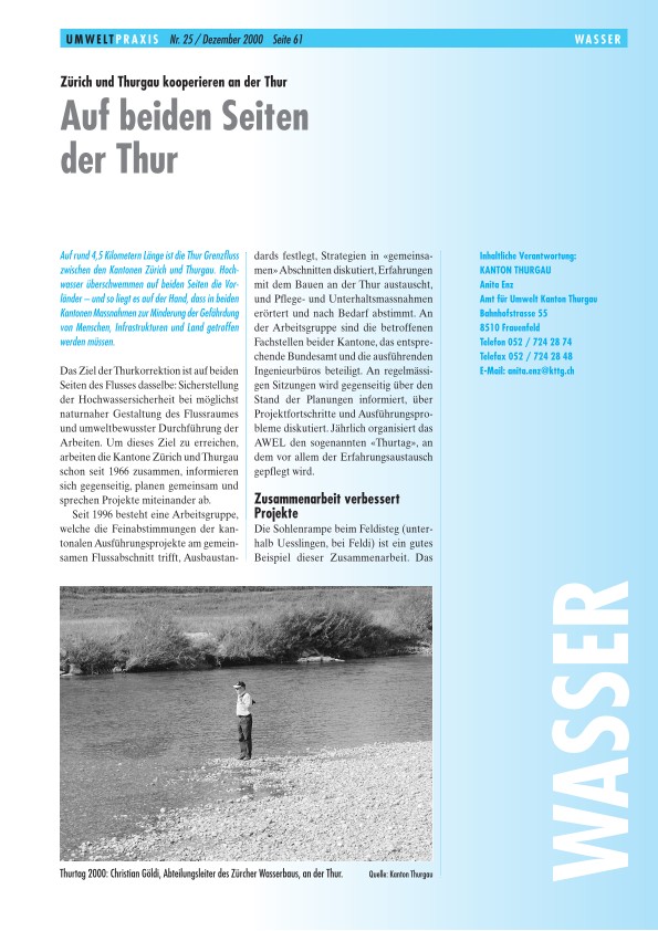 Auf beiden Seiten der Thur: Zürich und Thurgau kooperieren an der Thur