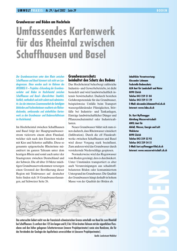 Grundwasser und Böden am Hochrhein: Umfassendes Kartenwerk für das Rheintal zwischen Schaffhausen und Basel