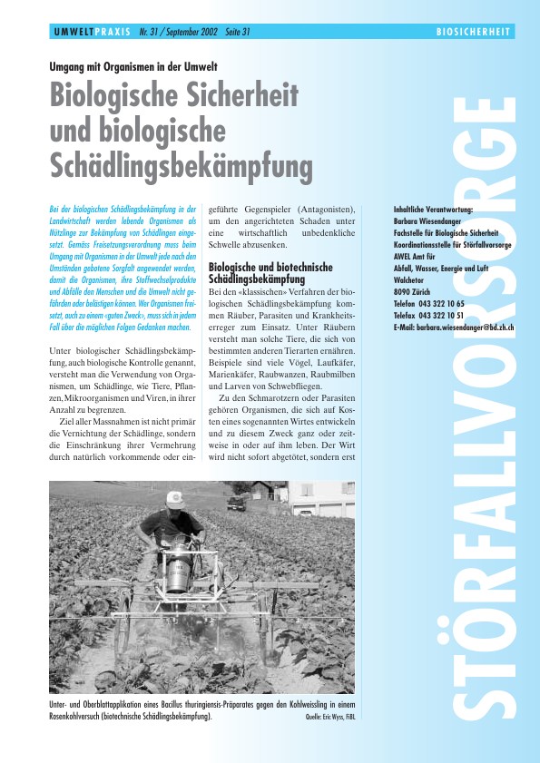 Biologische Sicherheit und biologische Schädlingsbekämpfung: Umgang mit Organismen in der Umwelt