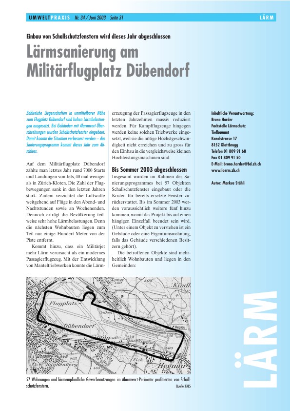 Lärmsanierung am Militärflugplatz Dübendorf: Einbau von Schallschutzfenstern wird dieses Jahr abgeschlossen