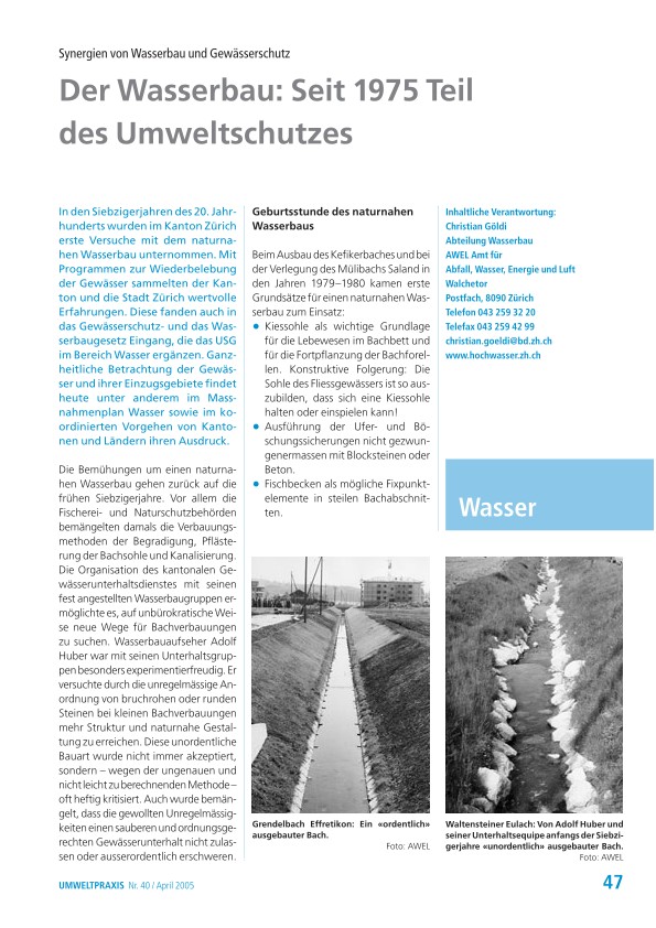Synergien von Wasserbau und Gewässerschutz - Der Wasserbau: Seit 1975 Teil des Umweltschutzes
