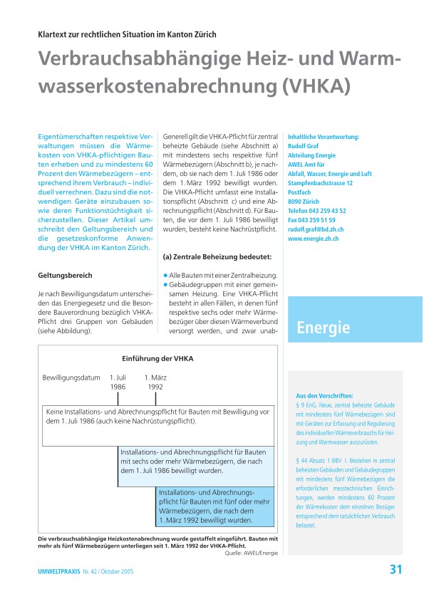 Verbrauchsabhängige Heiz- und Warmwasserkostenabrechnung (VHKA): Klartext zur rechtlichen Situation im Kanton Zürich