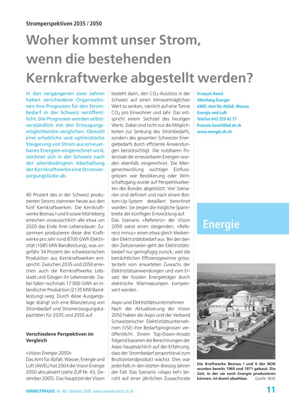 Zürcher Umweltpraxis 46: Stromperspektiven 2035 ,  2050: Woher kommt unser Strom, wenn die bestehenden Kernkraftwerke abgestellt werden?