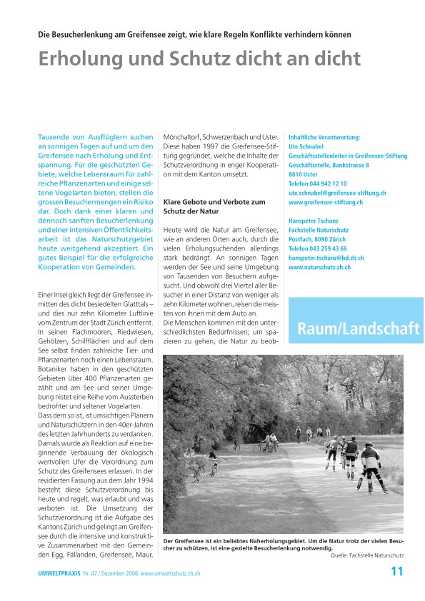 Zürcher Umweltpraxis 47: Erholung und Schutz dicht an dicht: Die Besucherlenkung am Greifensee zeigt, wie klare Regeln Konflikte verhindern können