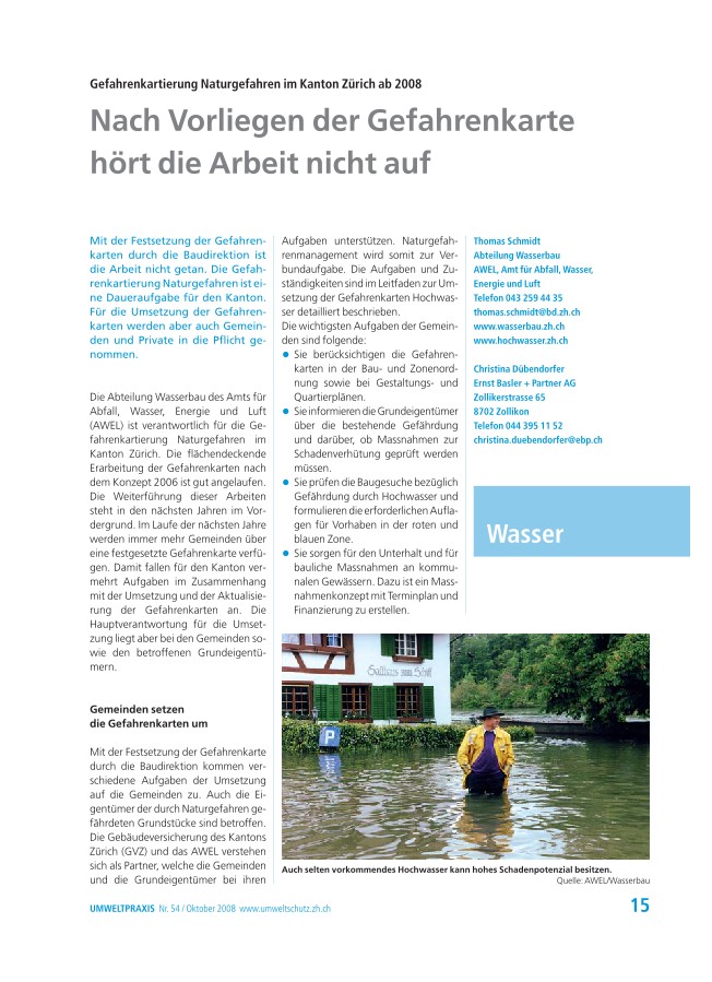 Gefahrenkartierung Naturgefahren im Kanton Zürich ab 2008: Nach Vorliegen der Gefahrenkarte hört die Arbeit nicht auf