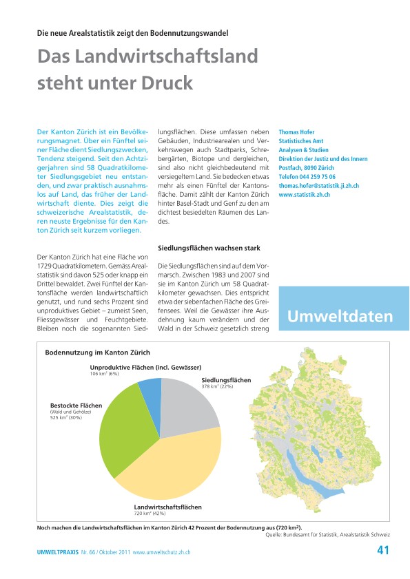 Die neue Arealstatistik zeigt den Bodennutzungswandel: Das Landwirtschaftsland steht unter Druck