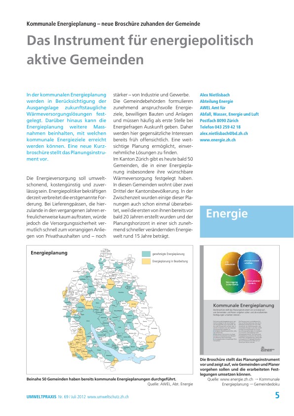 Kommunale Energieplanung - neue Broschüre zu Handen der Gemeinde: Das Instrument für energiepolitisch aktive Gemeinden