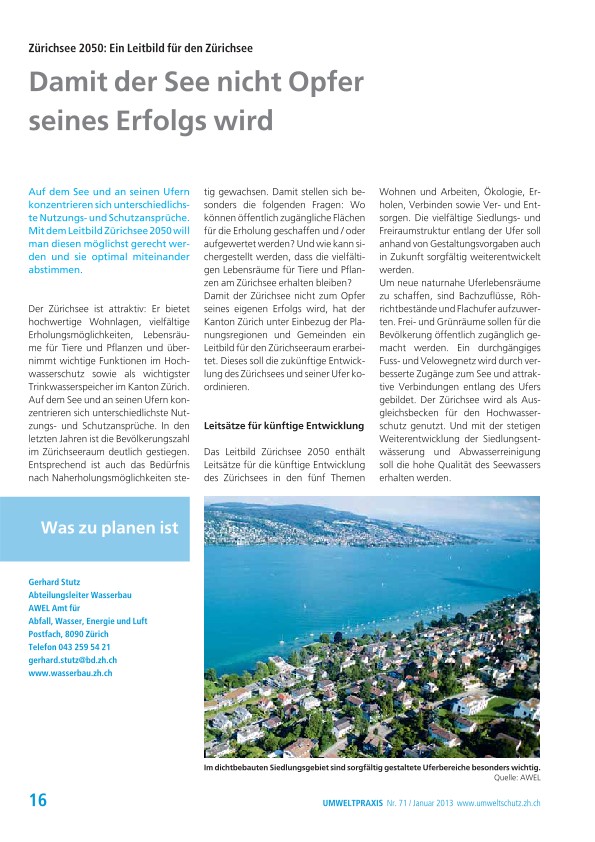 Zürichsee 2050: Ein Leitbild für den Zürichsee - Damit der See nicht Opfer seines Erfolgs wird