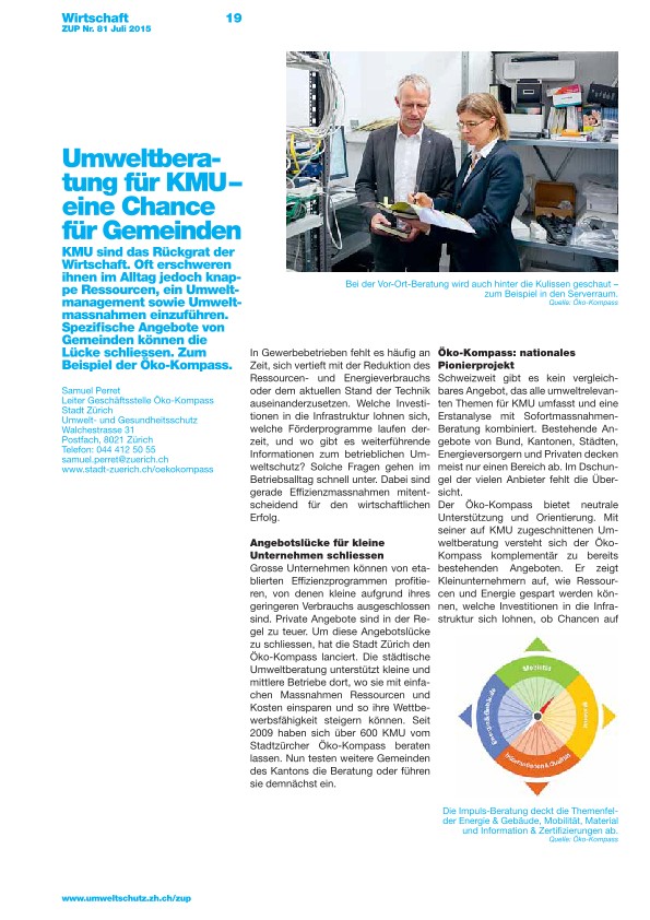 Zürcher Umweltpraxis 81: Umweltberatung für KMU - eine Chance für Gemeinden