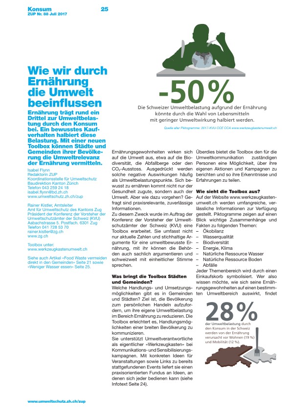 Zürcher Umweltpraxis 88: Wie wir durch Ernährung die Umweltbeeinflussen