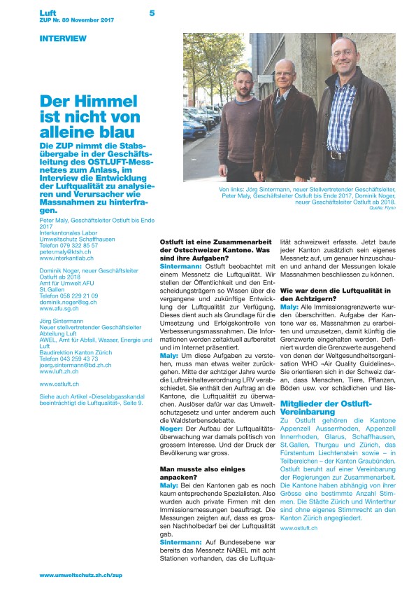 Zürcher Umweltpraxis 89: Der Himmel ist nicht von alleine blau
