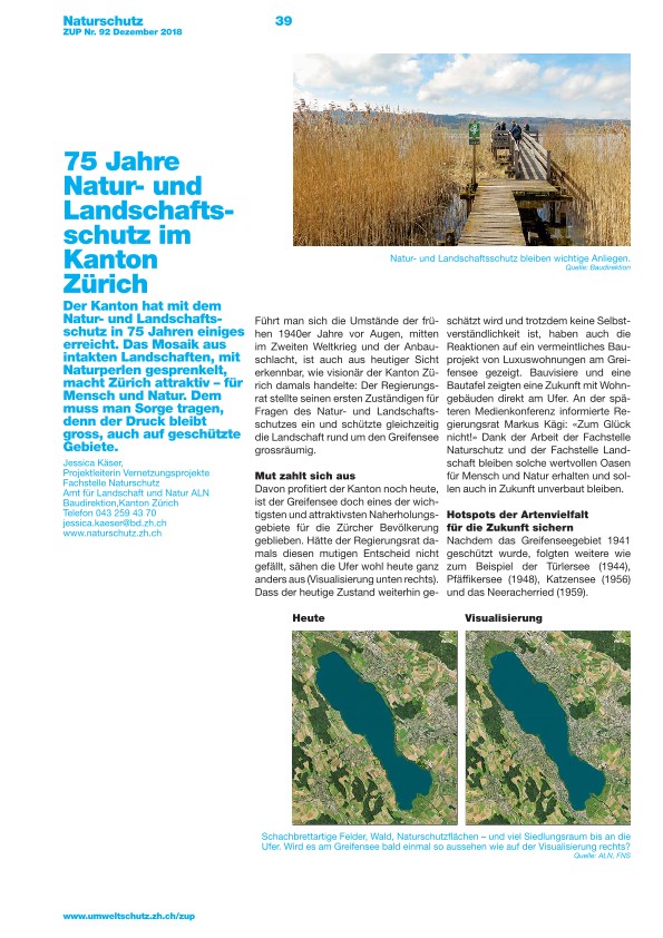 Zürcher Umweltpraxis 92: 75 Jahre Natur- und Landschaftsschutz im Kanton Zürich