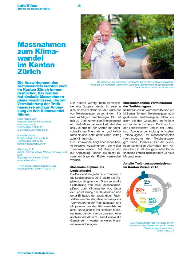 Zürcher Umweltpraxis 92: Massnahmen zum Klimawandel im Kanton Zürich