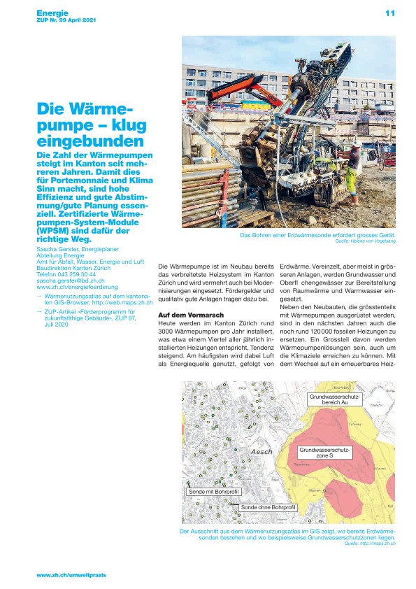 Zürcher Umweltpraxis und Raumentwicklung 99: Die Wärmepumpe – klug eingebunden