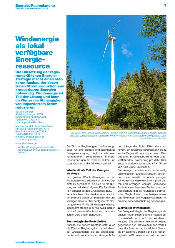 Windenergie als lokal verfügbare Energieressource
