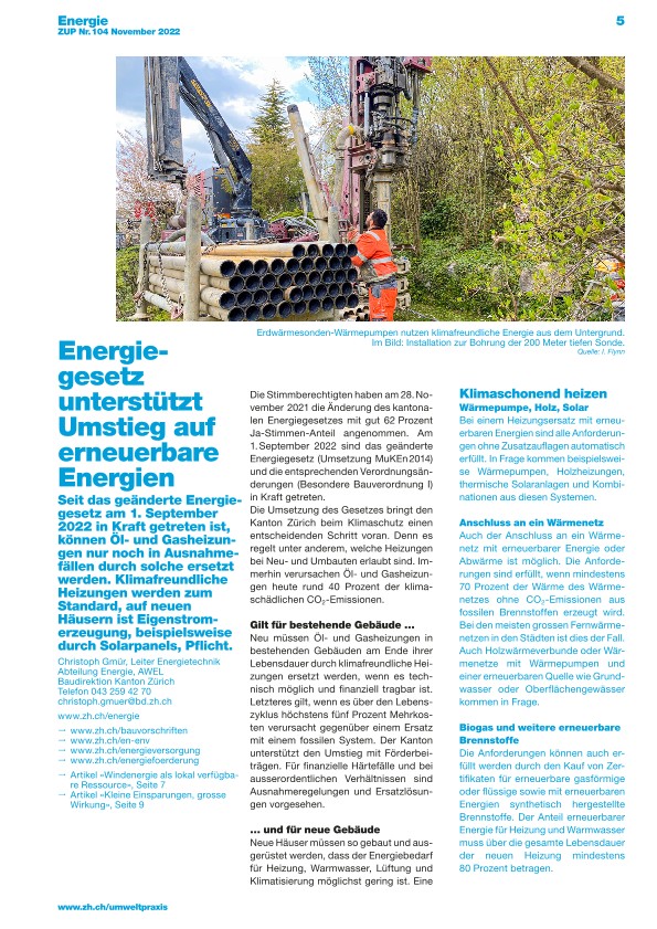 Energiegesetz unterstützt Umstieg auf erneuerbare Energien