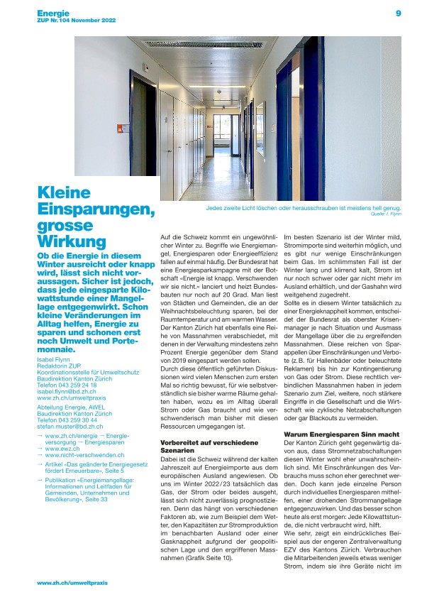 Kleine Einsparungen, grosse Wirkung