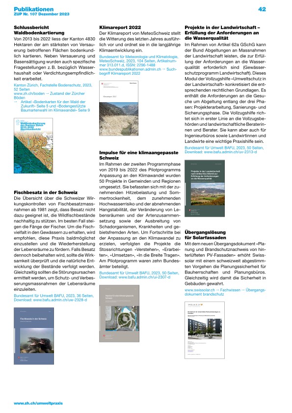 Publikationen zu verschiedenen Umweltthemen