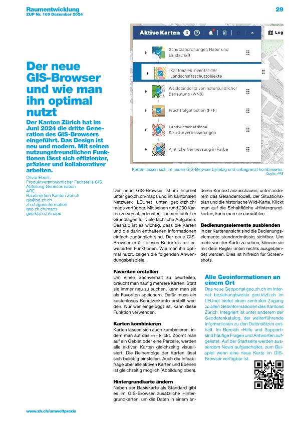 Zürcher Umweltpraxis und Raumentwicklung 109: Wie man den neuen GIS-Browser optimal nutzt