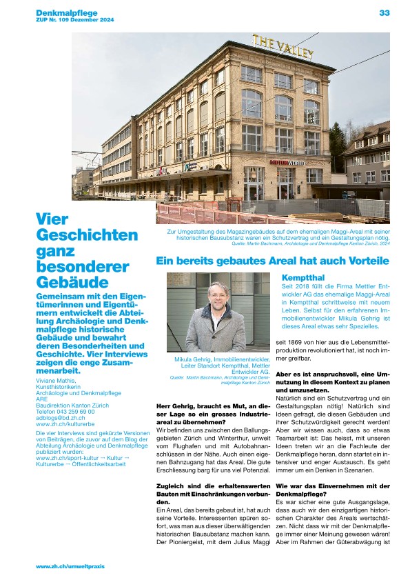 Zürcher Umweltpraxis und Raumentwicklung 109: Vier Geschichten ganz besonderer Gebäude