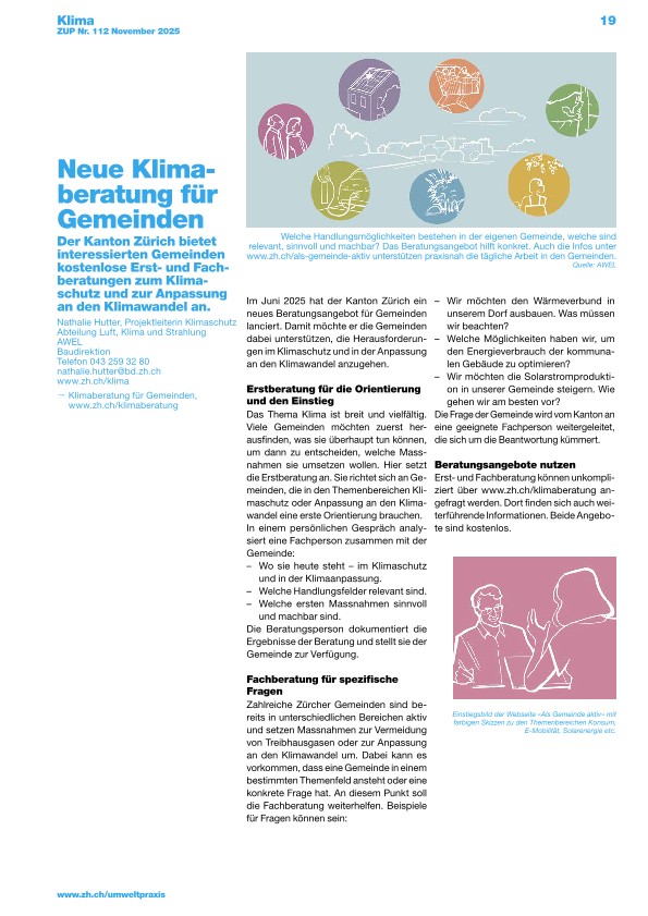 Zürcher Umweltpraxis und Raumentwicklung 112: Neue Klimaberatung für Gemeinden
