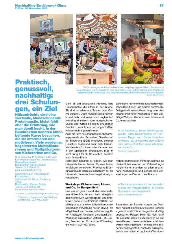 Zürcher Umweltpraxis und Raumentwicklung 112: Für nachhaltige Ernährung sensibilisieren