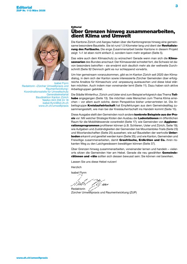 Zürcher Umweltpraxis und Raumentwicklung 113: Editorial 