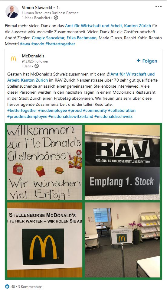 LinkedIn Beitrag Simon Stawecki