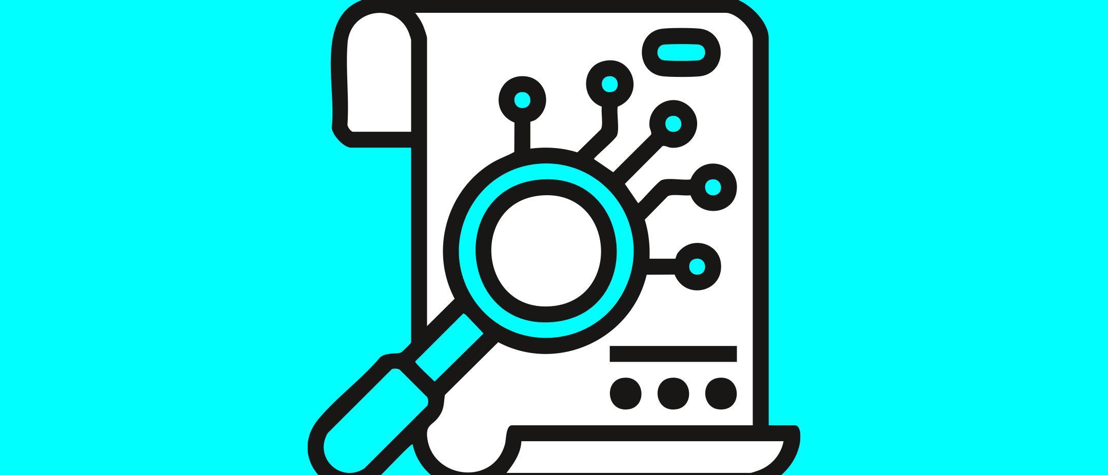 Grafik Lupe auf Papierbogen