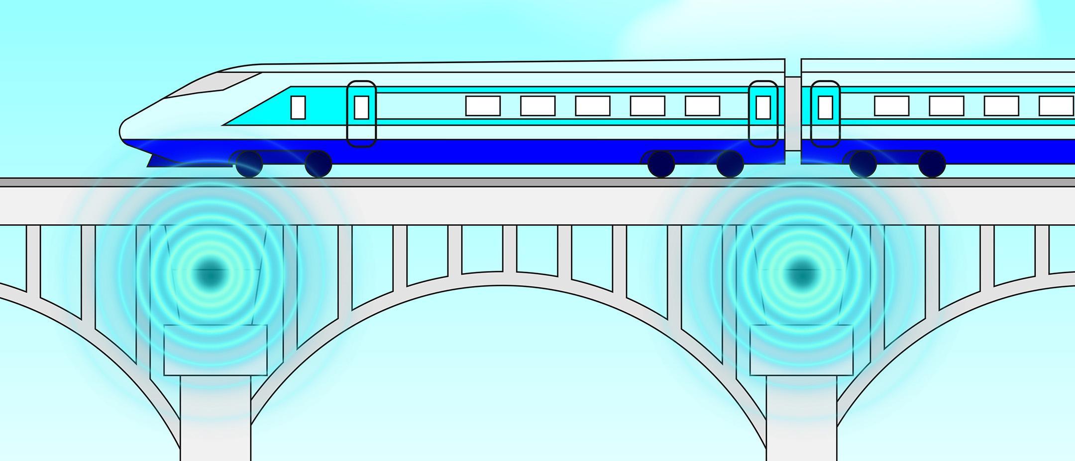Grafik Zug auf Brücke mit Monitoring