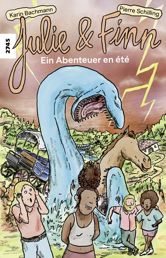 Julie, Finn, die Eltern, ein Pferd und ein Seeungeheuer