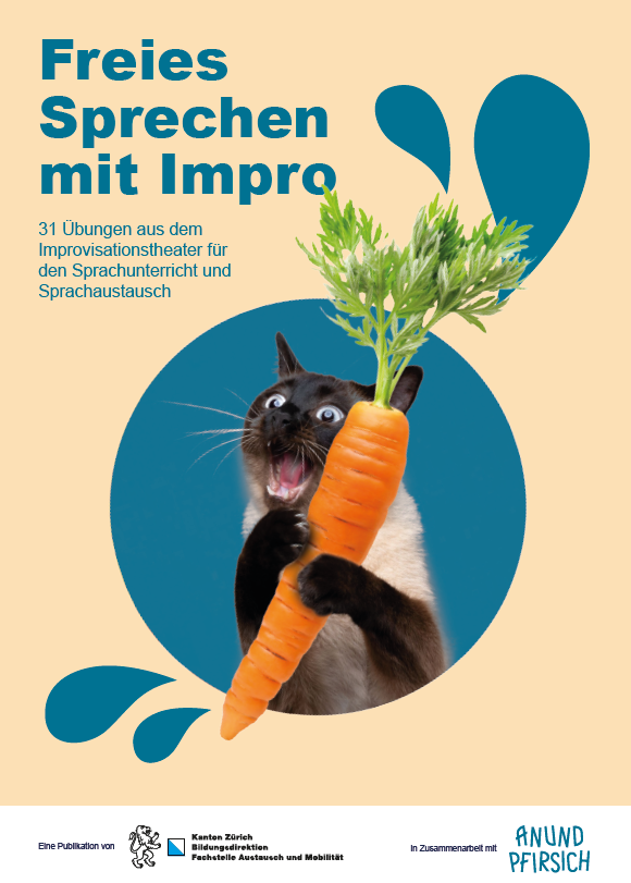 Plakat "Freies Sprechen mit Impro". Ein dunkler Hase, der eine M&ouml;hre h&auml;lt.
