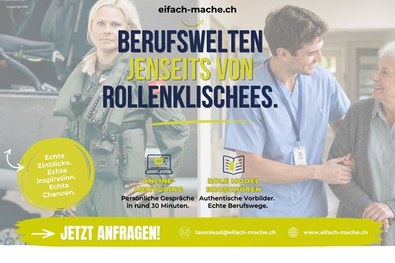 Plakat &laquo;Berufswelten jenseits von Rollenklischees&raquo; mit Personen aus verschiedenen Berufsfeldern.