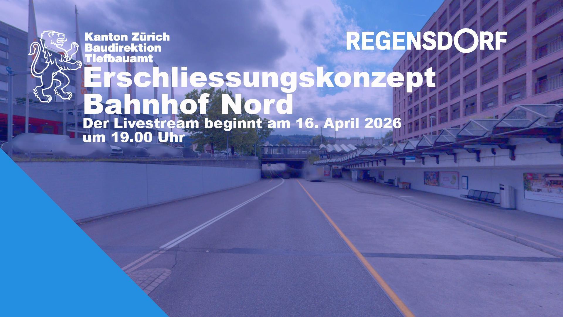 Bild einer Unterführung mit einem Blaufilter und weissem Text.